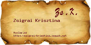 Zsigrai Krisztina névjegykártya