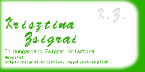 krisztina zsigrai business card